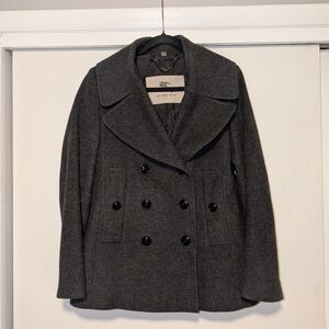 Burberry Wool Cashmere Blend Gray Peacoat